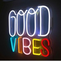 GOOD VIBES Dekoratif Neon Led Tablo, Neon Duvar Tabela